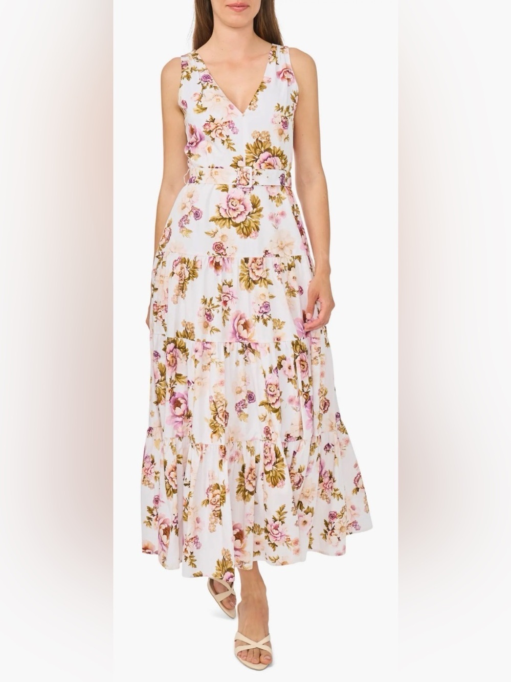 NEW Ted Baker Floral Sleeveless Belted Cotton Maxi Dress sz 4